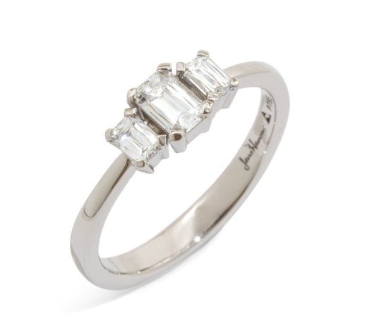 diamond, three stone, ring